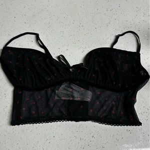 Forever 21 Black with Red Hearts Mesh Bralette